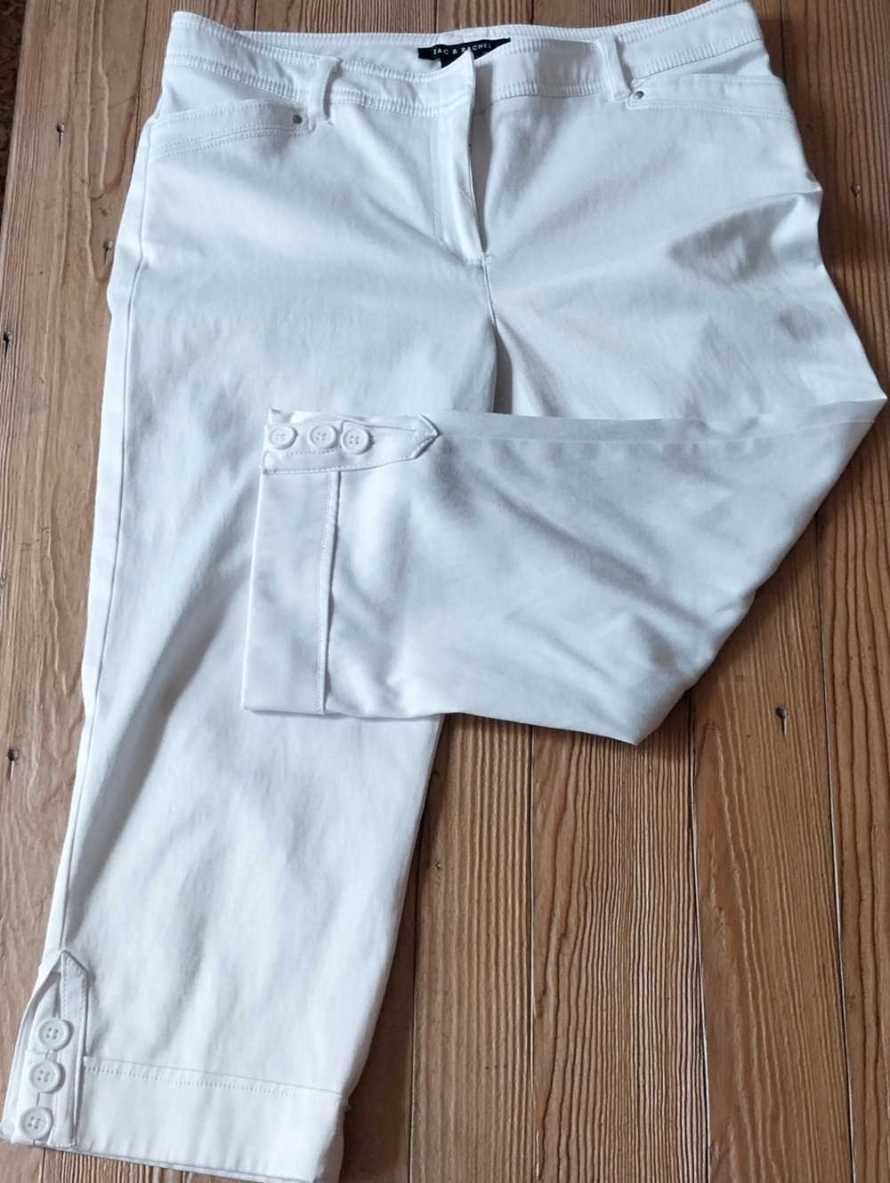 Zac & Rachel Cream Button-Cuff Stretch Chinos